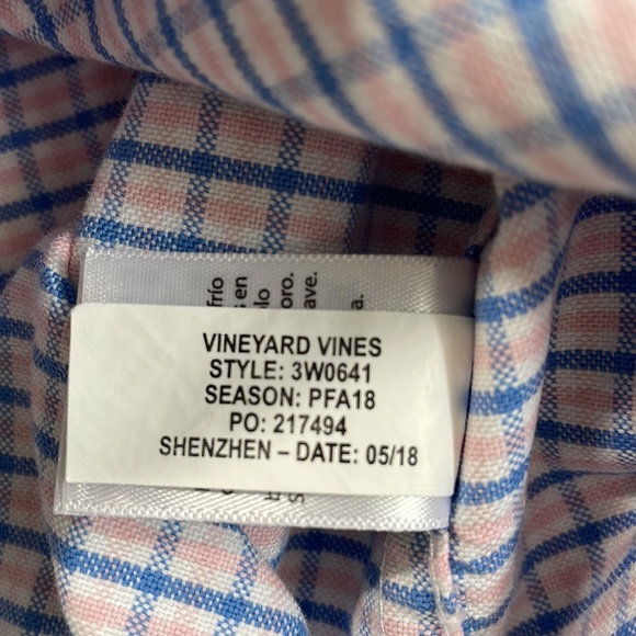Vineyard Vines Boys Pink Blue Plaid Whale Button Down Long Sleeve Shirt 3T - Picture 6 of 8